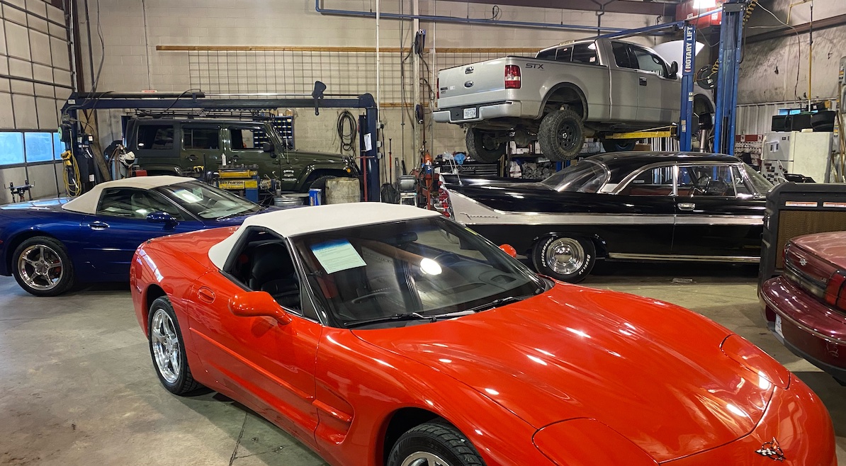 McCoy's Auto Repair shop with vehicles